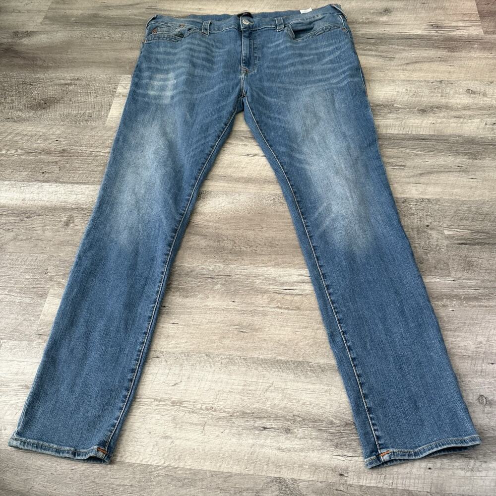 True Religion Jeans Mens Sz 42x35 ROCCO Relaxed Skinny 5-Pocket Blue No Flap